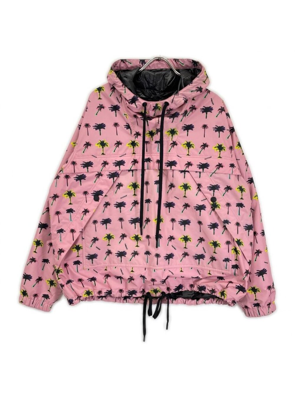 Moncler Grenoble 21 Annual Vallonet Pink Nylon Palm Tree Print Anorak Hoodie
